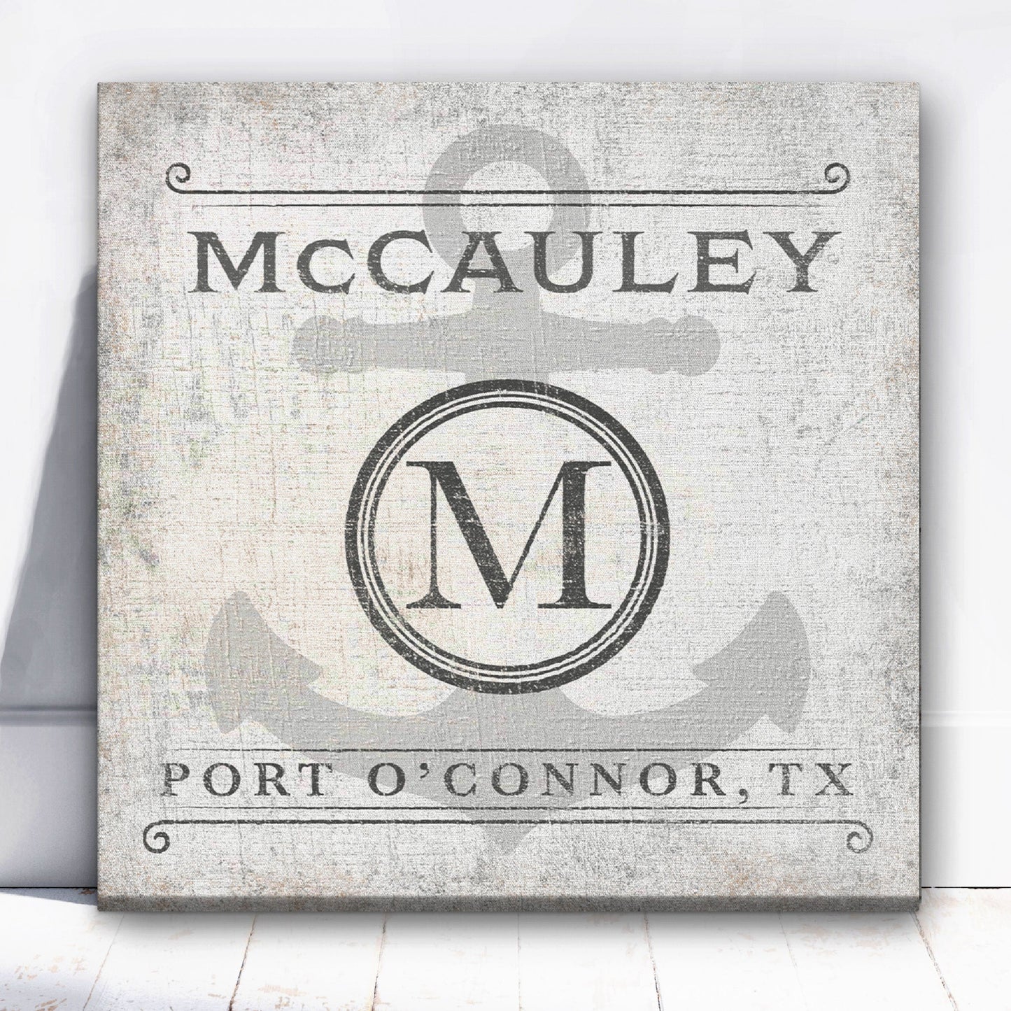 Personalized Family Name & Anchor Monogram Canvas Decor
