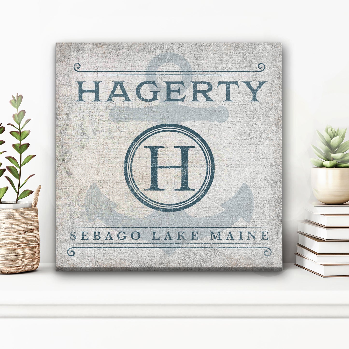 Personalized Family Name & Anchor Monogram Canvas Decor