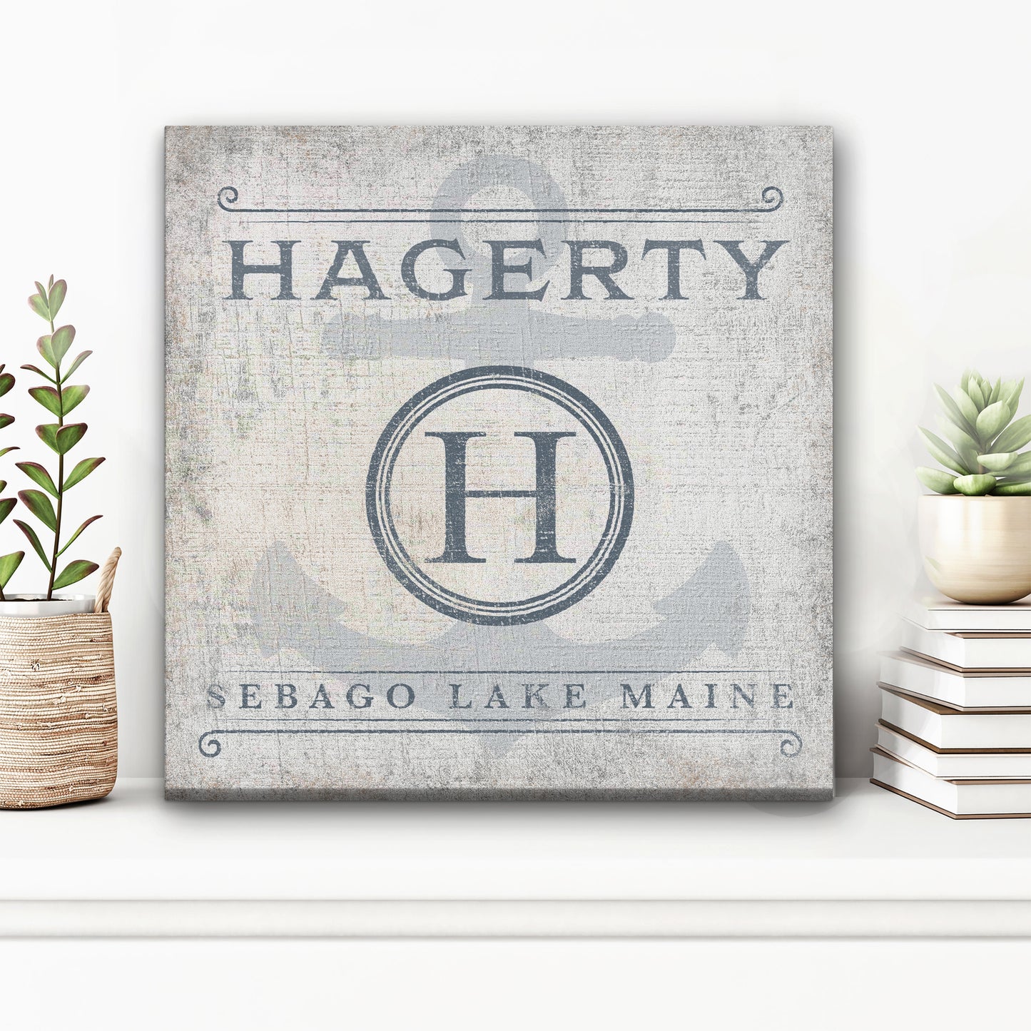 Personalized Family Name & Anchor Monogram Canvas Decor
