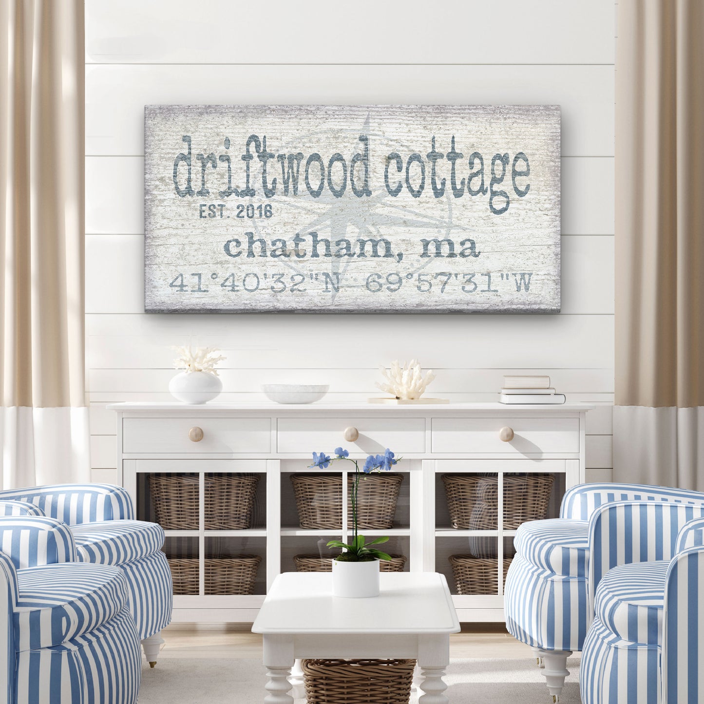 Personalized Home Name Coordinates Canvas Sign
