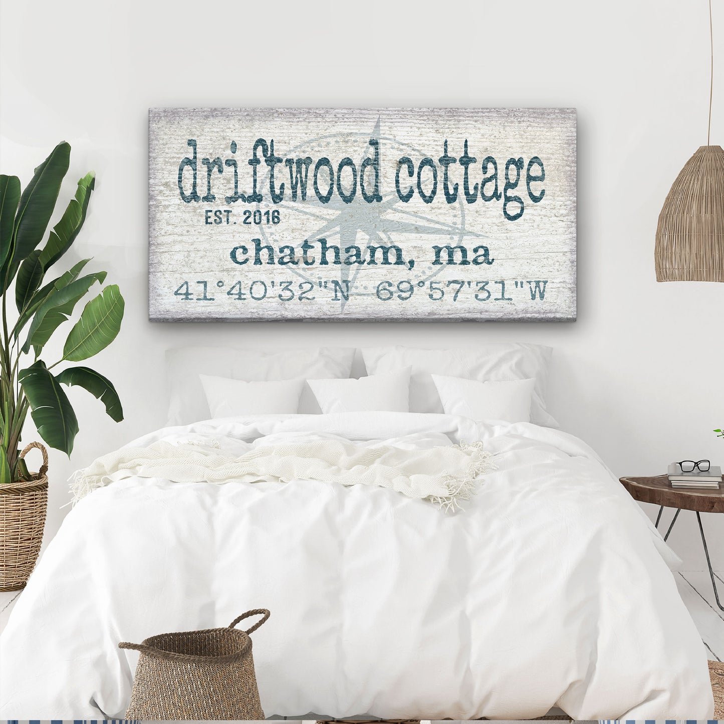 Personalized Home Name Coordinates Canvas Sign