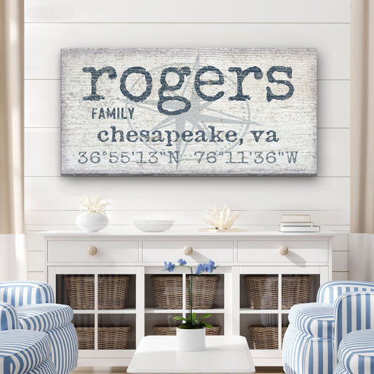 Personalized Home Name Coordinates Canvas Sign