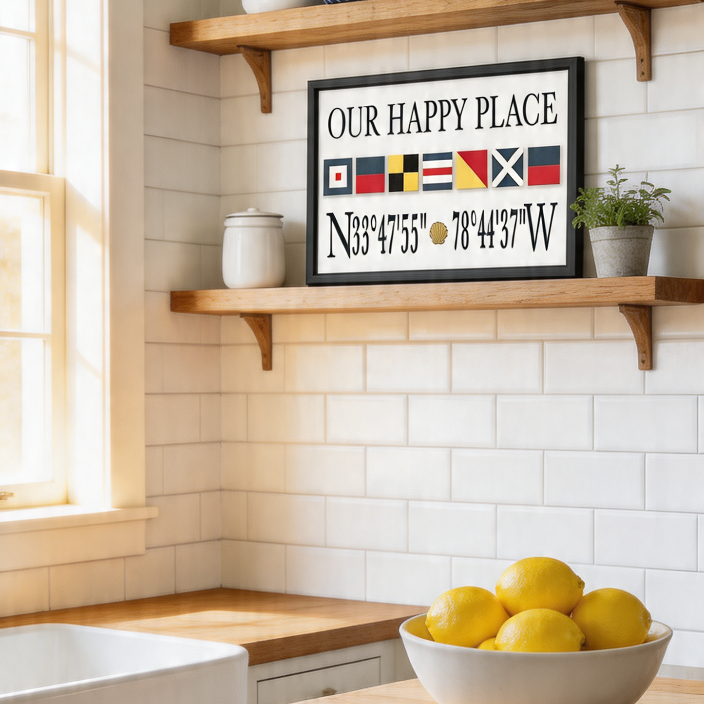 Personalized Nautical Flag Family Name with Coordinates