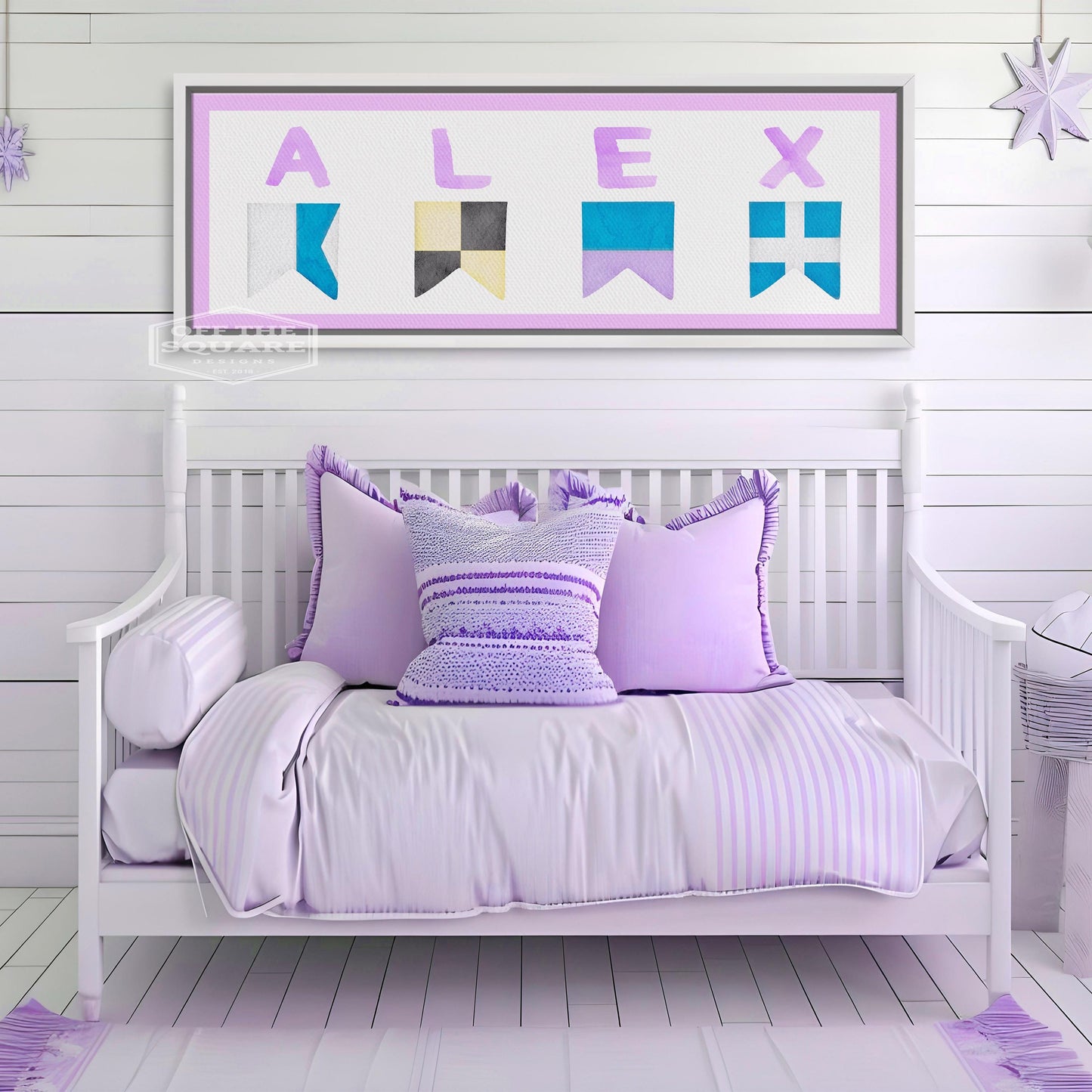 Nautical flag framed kid's name print, Personalized Child's Name, Kid's Room Name Sign, Nautical Alphabet Sign for Nursery, Maritime Flags