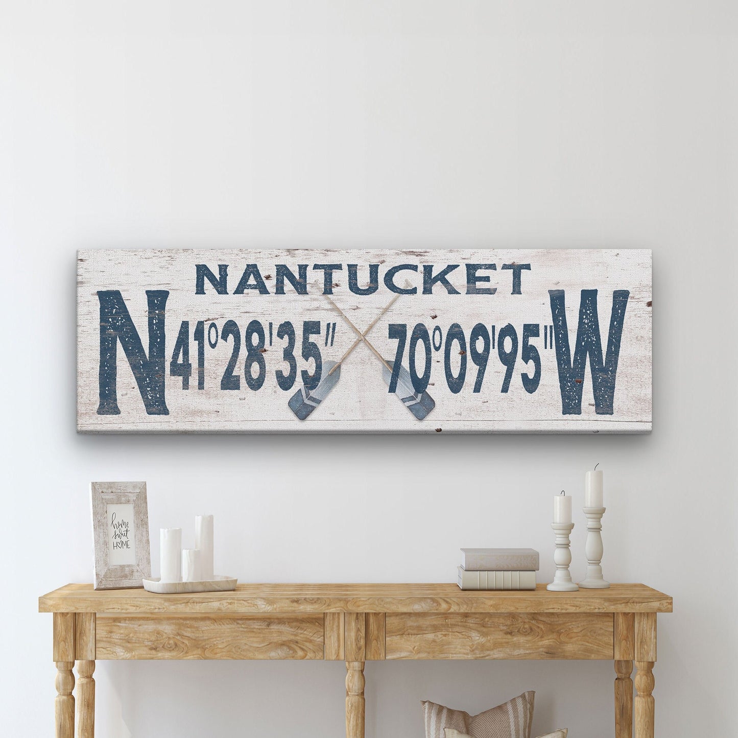 Longitude Latitude Personalized Coordinates Sign, With, Rustic Oars Paddles