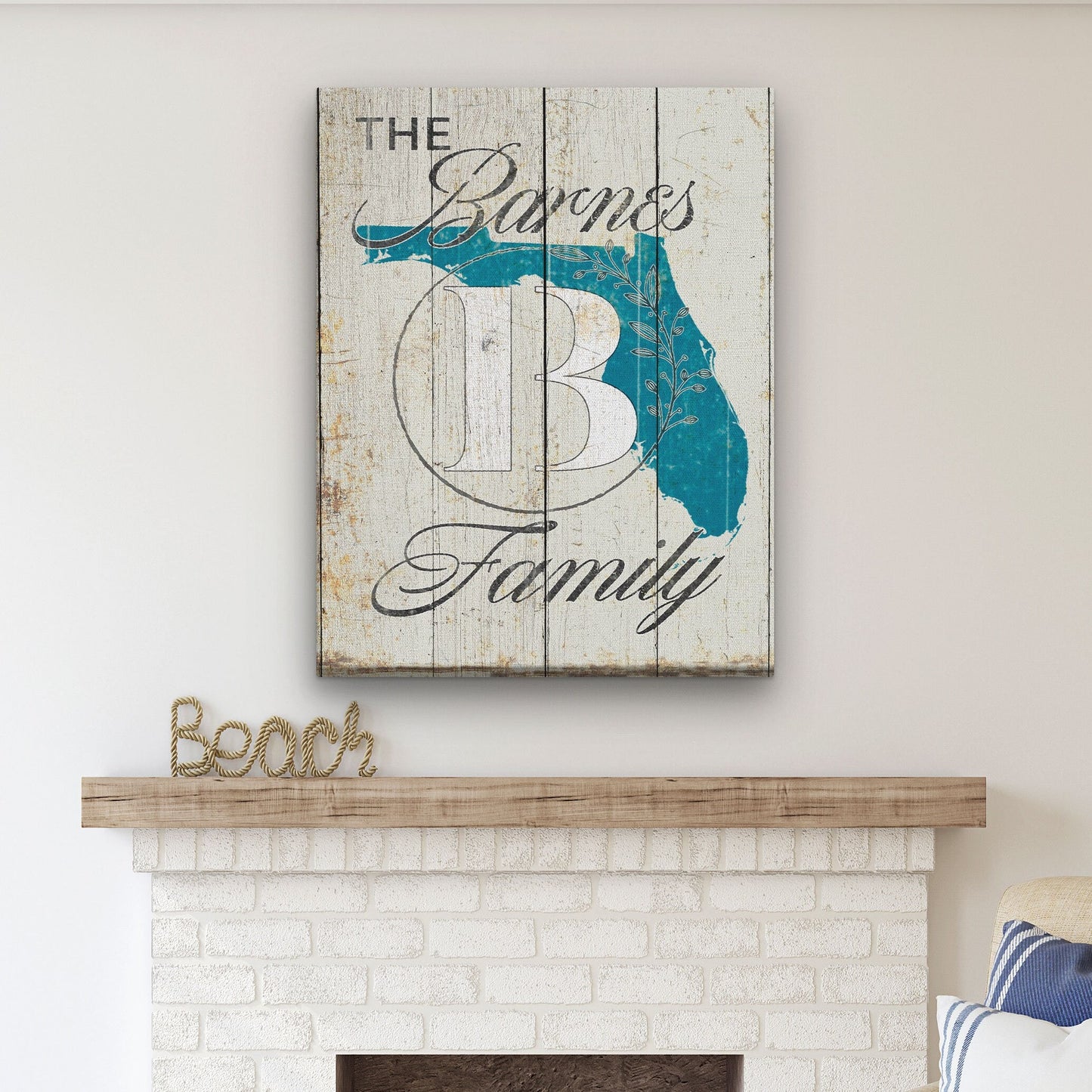 Personalized Family Name and State Sign, Custom State Sign With Name, Distressed Wood Farmhouse Look Canvas, Personalized Gift, Wedding Gift