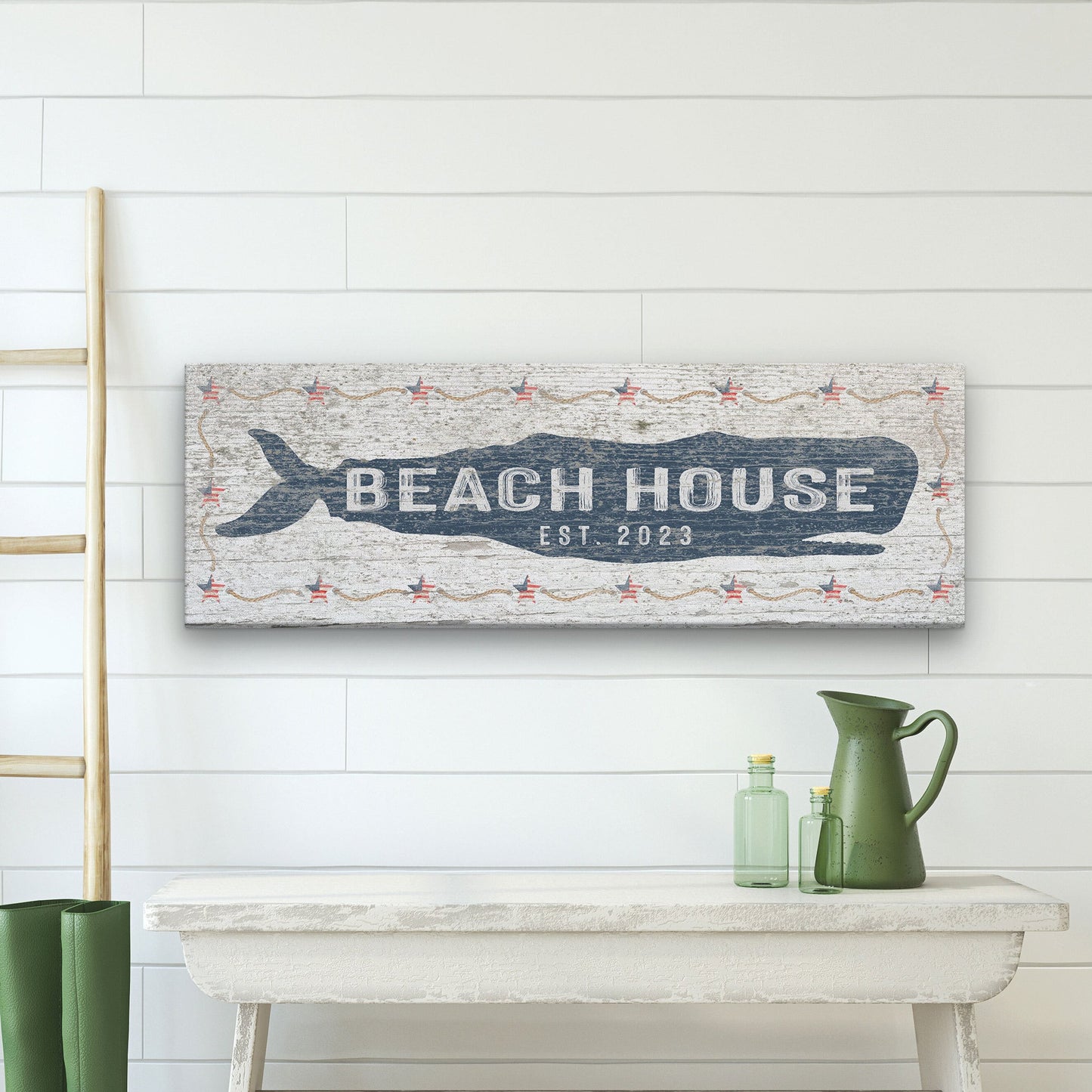 Whale House Sign Beach House Sign Personalized Beach House Decor, Large & Small Beach Sign Established Date, Shore House Sign Number Sign