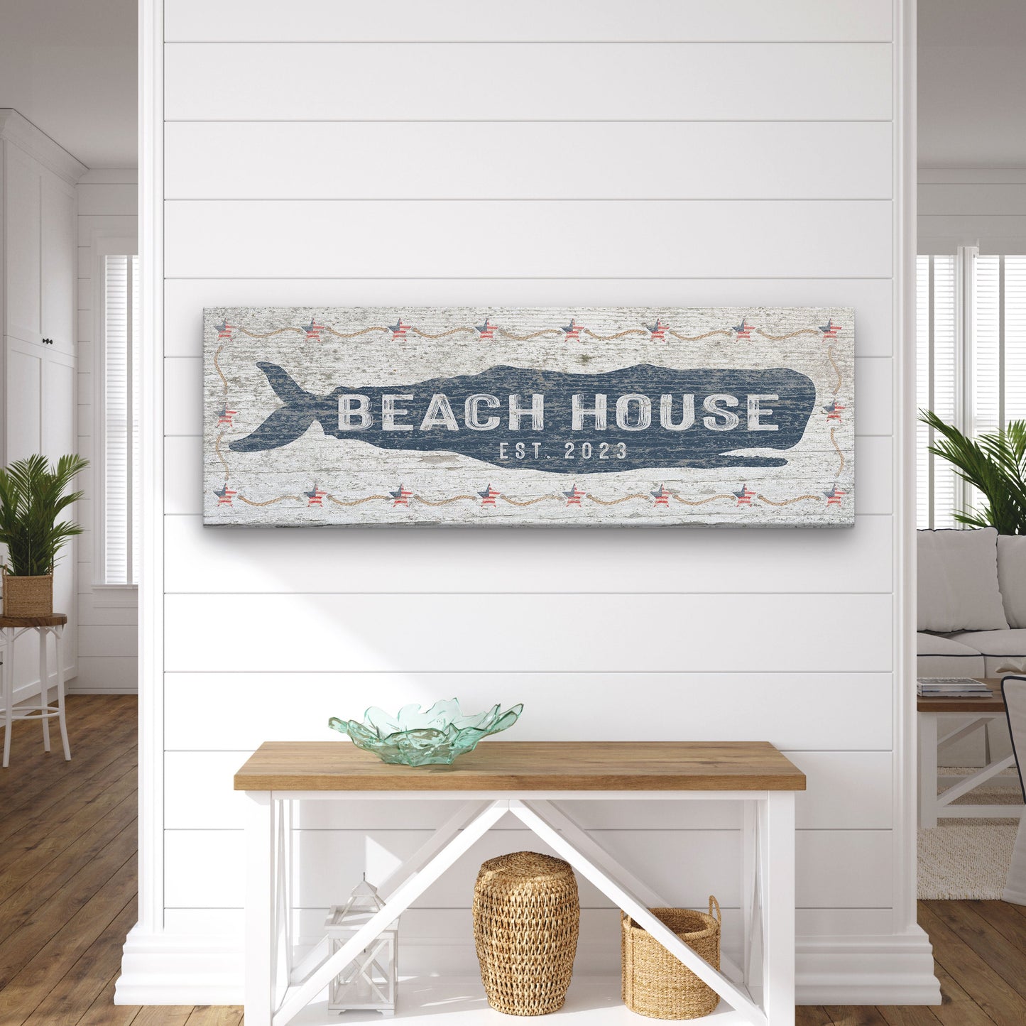 Whale House Sign Beach House Sign Personalized Beach House Decor, Large & Small Beach Sign Established Date, Shore House Sign Number Sign
