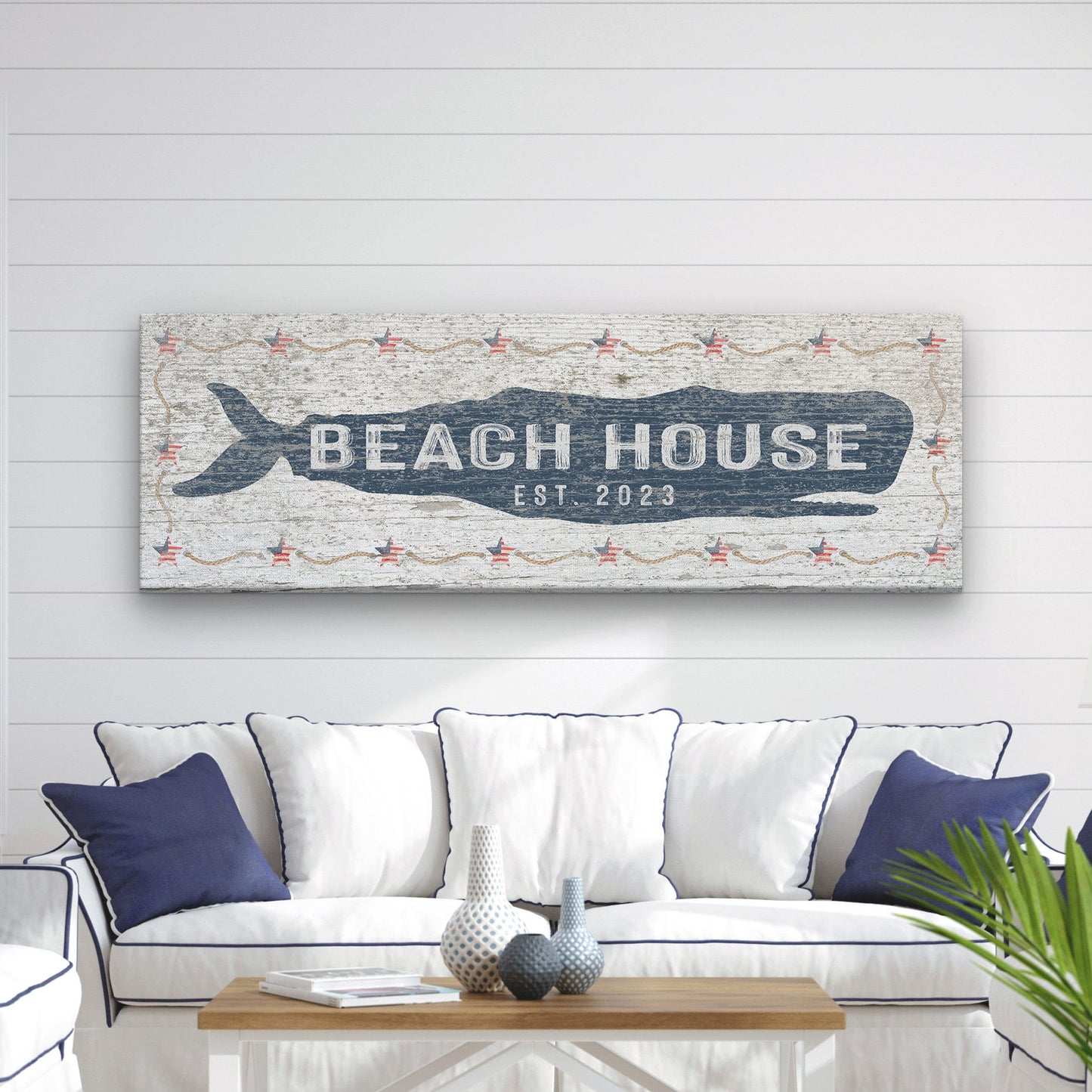 Whale House Sign Beach House Sign Personalized Beach House Decor, Large & Small Beach Sign Established Date, Shore House Sign Number Sign