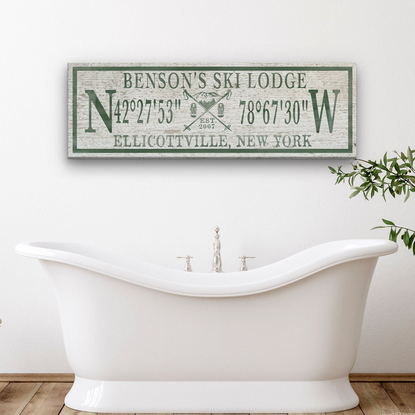 Ski Lodge Sign, Ski Lodge Decor, Personalized Coordinates Sign, Family Name Latitude Longitude Rustic Lodge Art Established Date Cabin Decor
