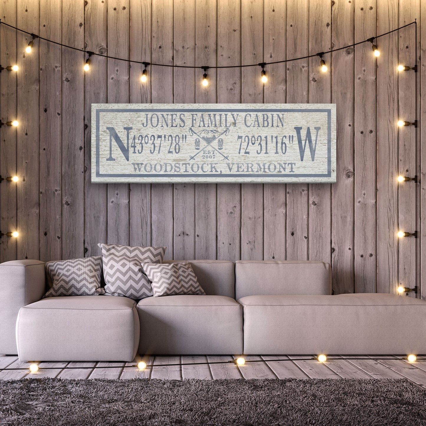 Ski Lodge Sign, Ski Lodge Decor, Personalized Coordinates Sign, Family Name Latitude Longitude Rustic Lodge Art Established Date Cabin Decor