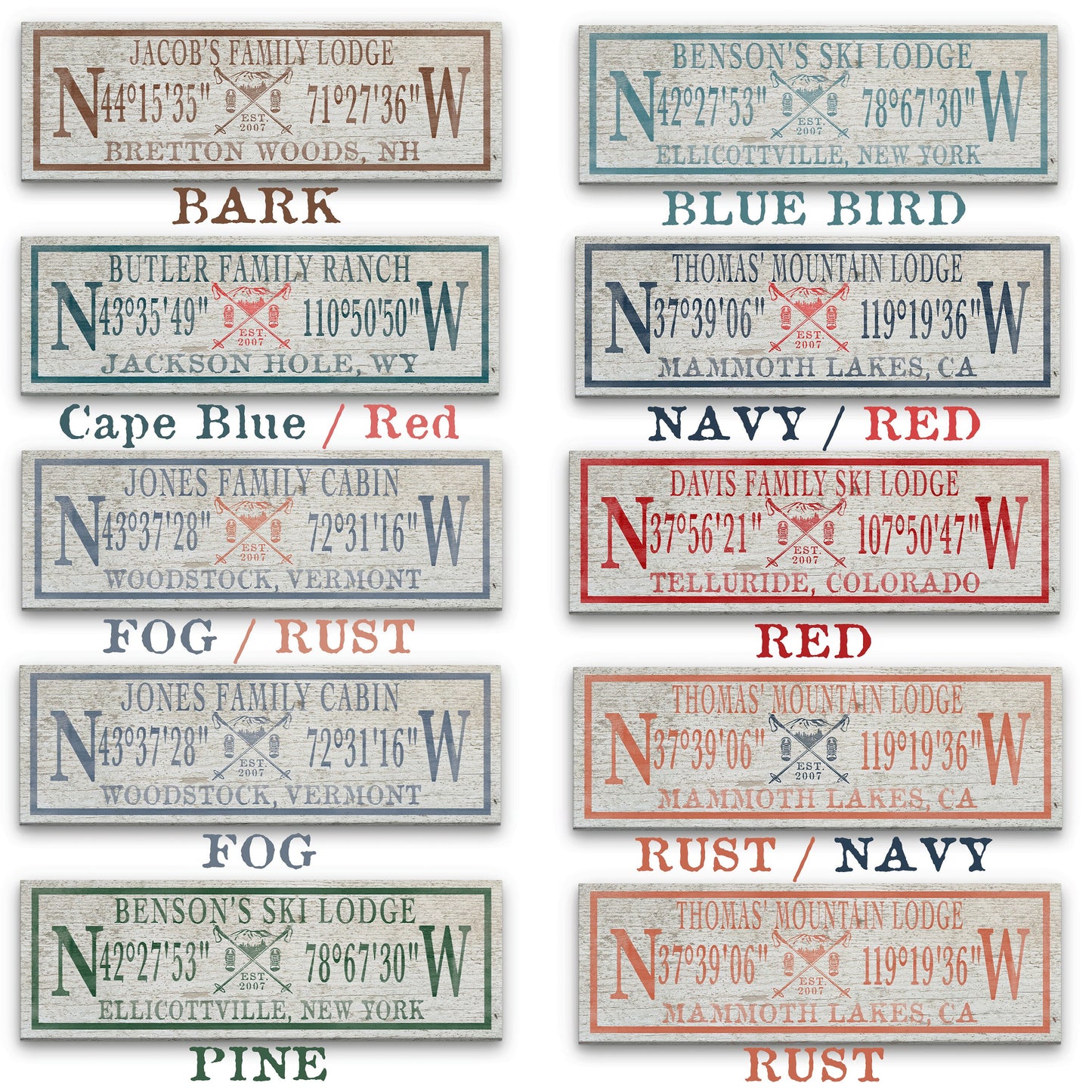 Ski Lodge Sign, Ski Lodge Decor, Personalized Coordinates Sign, Family Name Latitude Longitude Rustic Lodge Art Established Date Cabin Decor