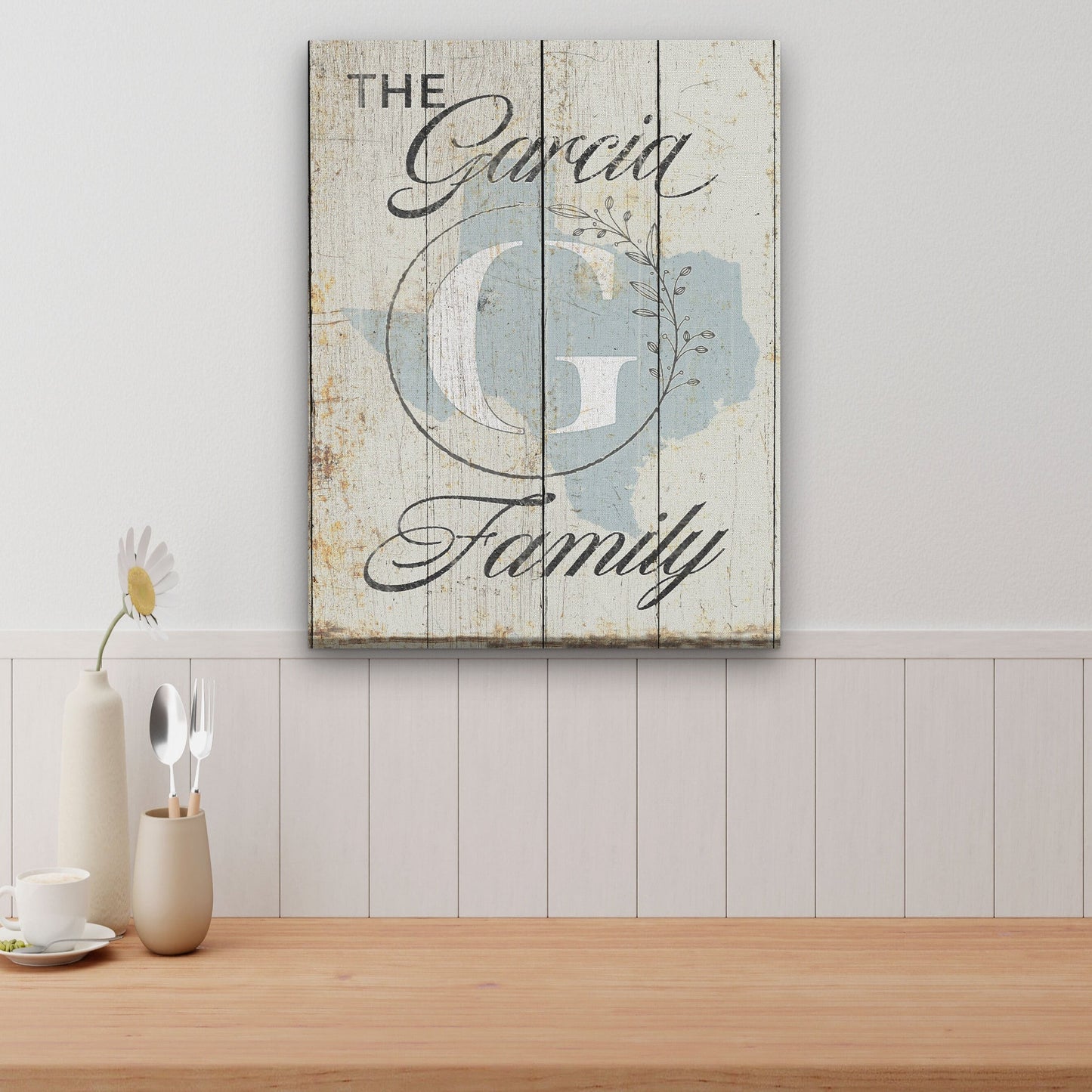 Personalized Family Name and State Sign, Custom State Sign With Name, Distressed Wood Farmhouse Look Canvas, Personalized Gift, Wedding Gift