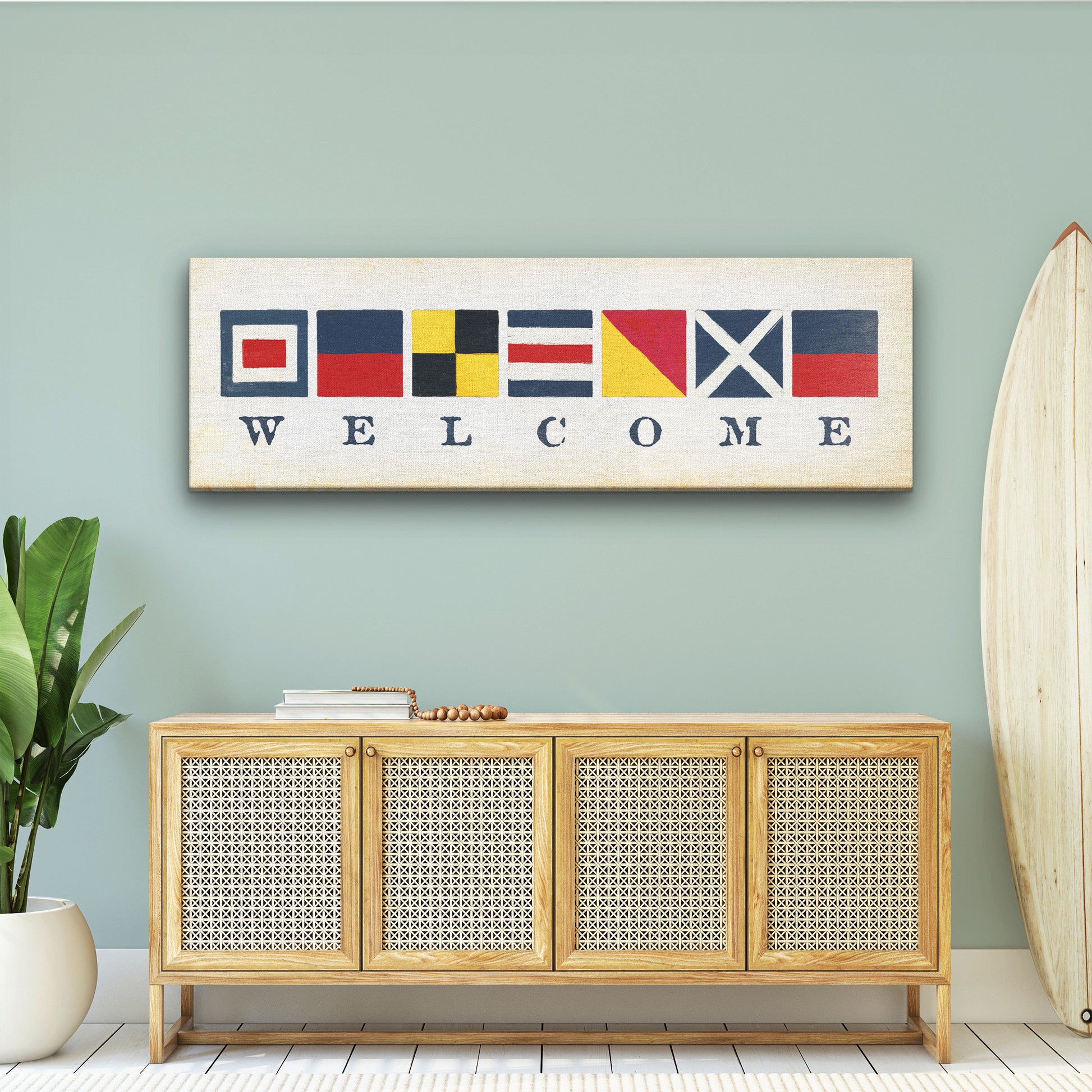 Nautical Flag Welcome Sign, Coastal Wall Decor Sign, Vintage Nautical Sign, Housewarming Gift, Beach Lake House Decor, Maritime Signal flag