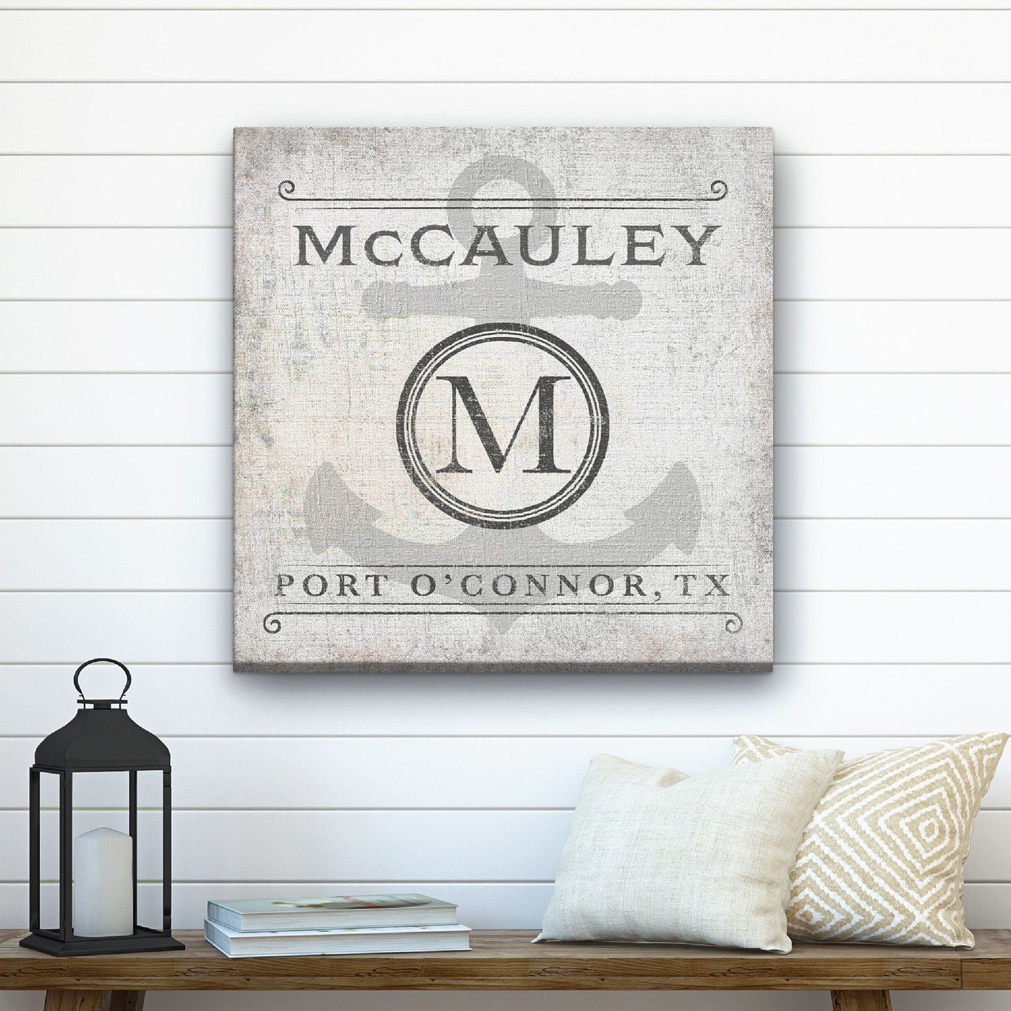 Anchor Sign, Personalized Anchor Wall Decor, Family Name Anchor Canvas Sign, Last Name Sign, Beach House Decor, Personalized Nautical Decor