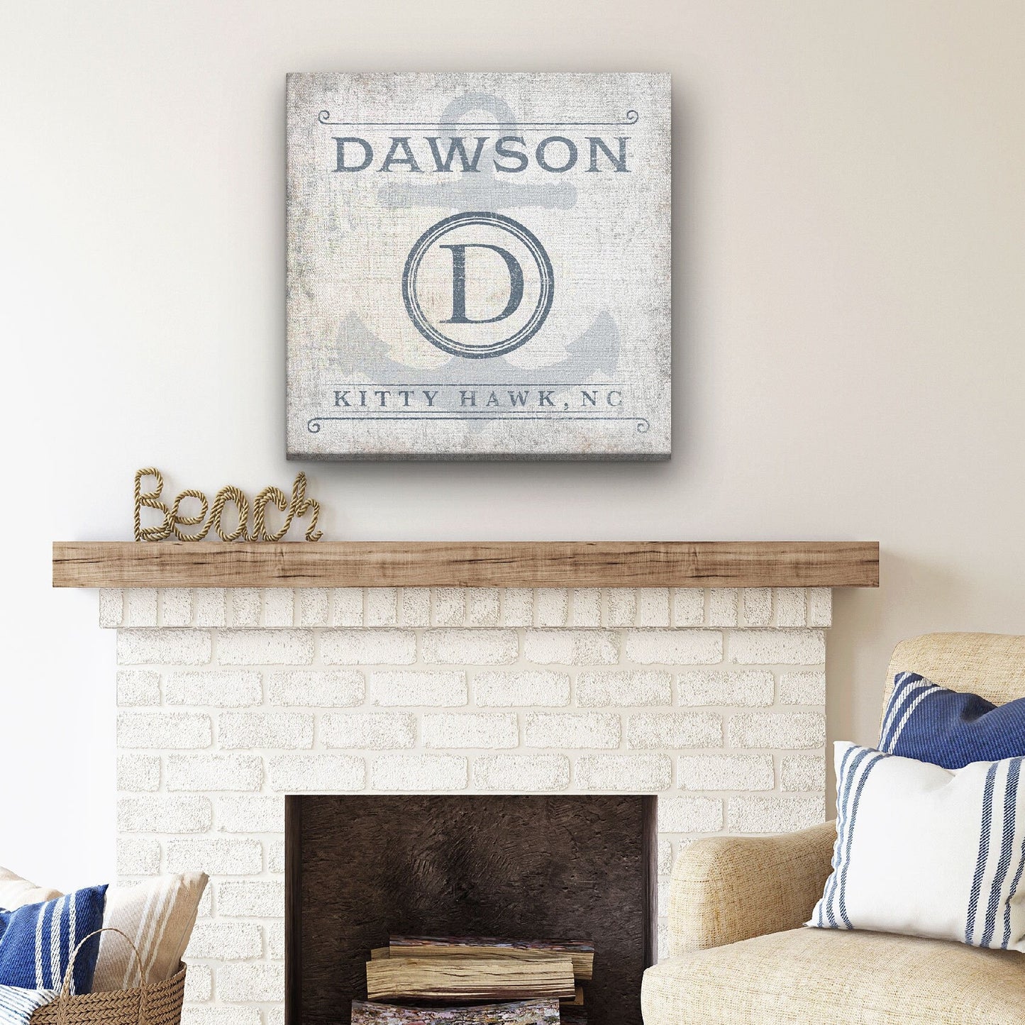 Anchor Sign, Personalized Anchor Wall Decor, Family Name Anchor Canvas Sign, Last Name Sign, Beach House Decor, Personalized Nautical Decor