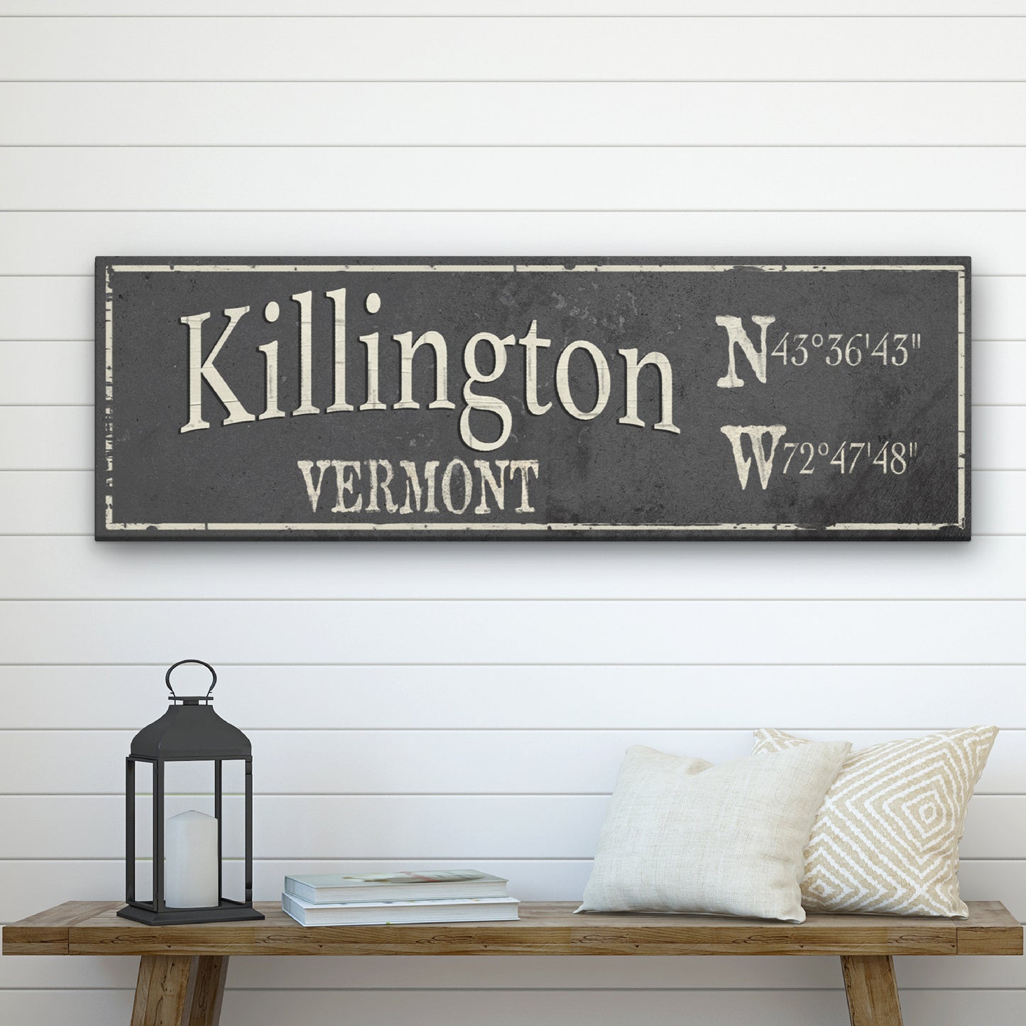 Coordinate Sign, Latitude Longitude, Rustic Nautical City State Canvas Sign , Personalized Gift, Ski / Beach / Lake Decor, Housewarming Gift