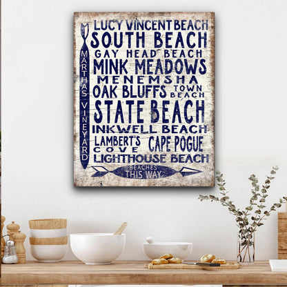 Marthas Vineyard arrow sign full product view showing vintage color palette and complete design