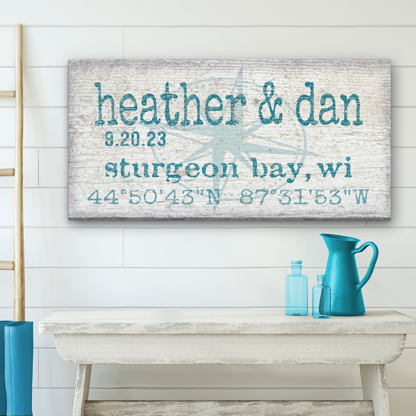 Personalized Home Name Coordinates Canvas Sign
