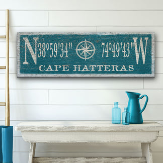 Personalized Latitude Longitude Coordinates Sign with Compass Rose ...