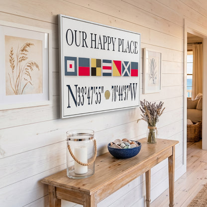 Personalized Nautical Flag Family Name with Coordinates
