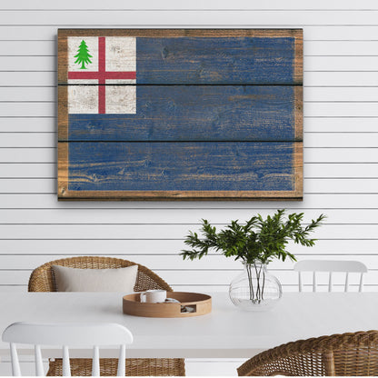Bunker Hill flag gallery wrapped canvas showing rustic distressed wood look