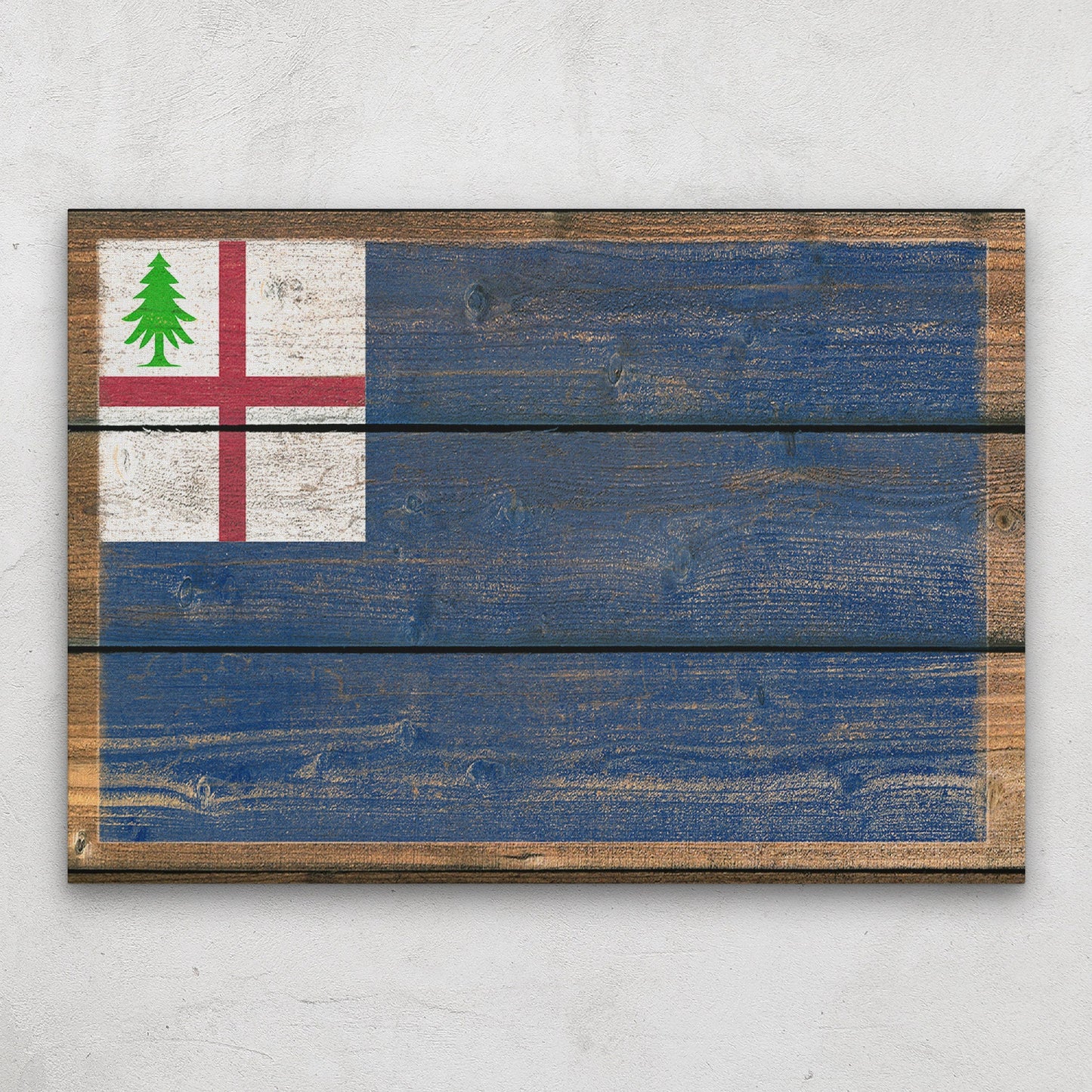 Bunker Hill Charlestown flag canvas print with revolutionary war design in blue white and red