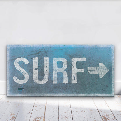 Distressed Surf Sign, Surf Shack Weathered Sign, Surf Shop Beach Decor, Beach Canvas Wall Hanging, Vintage Surf Art, Arrow Sign