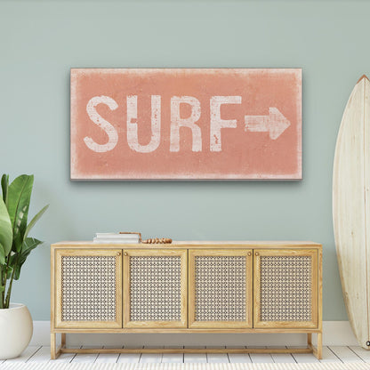 Distressed Surf Sign, Surf Shack Weathered Sign, Surf Shop Beach Decor, Beach Canvas Wall Hanging, Vintage Surf Art, Arrow Sign