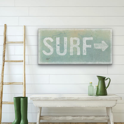 Distressed Surf Sign, Surf Shack Weathered Sign, Surf Shop Beach Decor, Beach Canvas Wall Hanging, Vintage Surf Art, Arrow Sign
