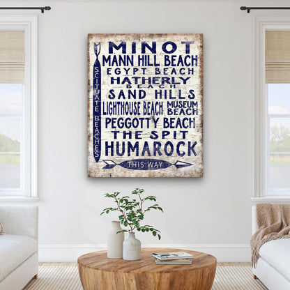 Scituate Beaches Sign, Vintage Wood Look Scituate, MA Arrow Sign, Minot, Peggotty, Lighthouse, Humarock, Egypt Beach