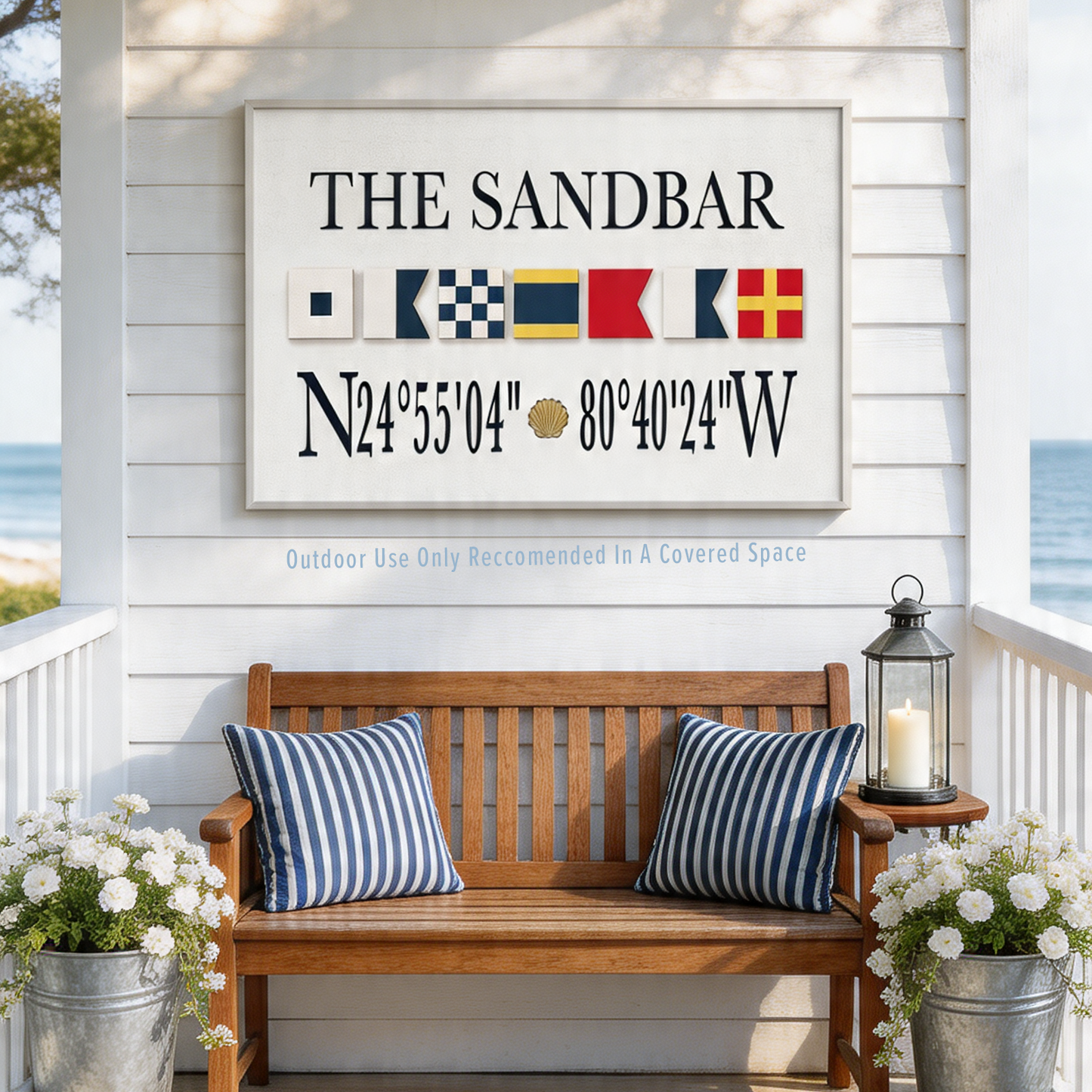 Personalized Nautical Flag Family Name with Coordinates