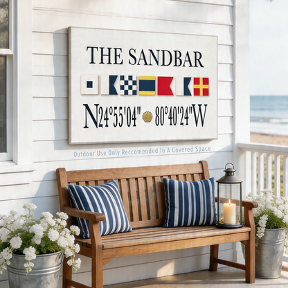 Personalized Nautical Flag Family Name with Coordinates
