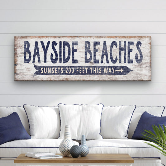 Personalized Nautical Beach Sign - personalized coastal canvas wall art option 1