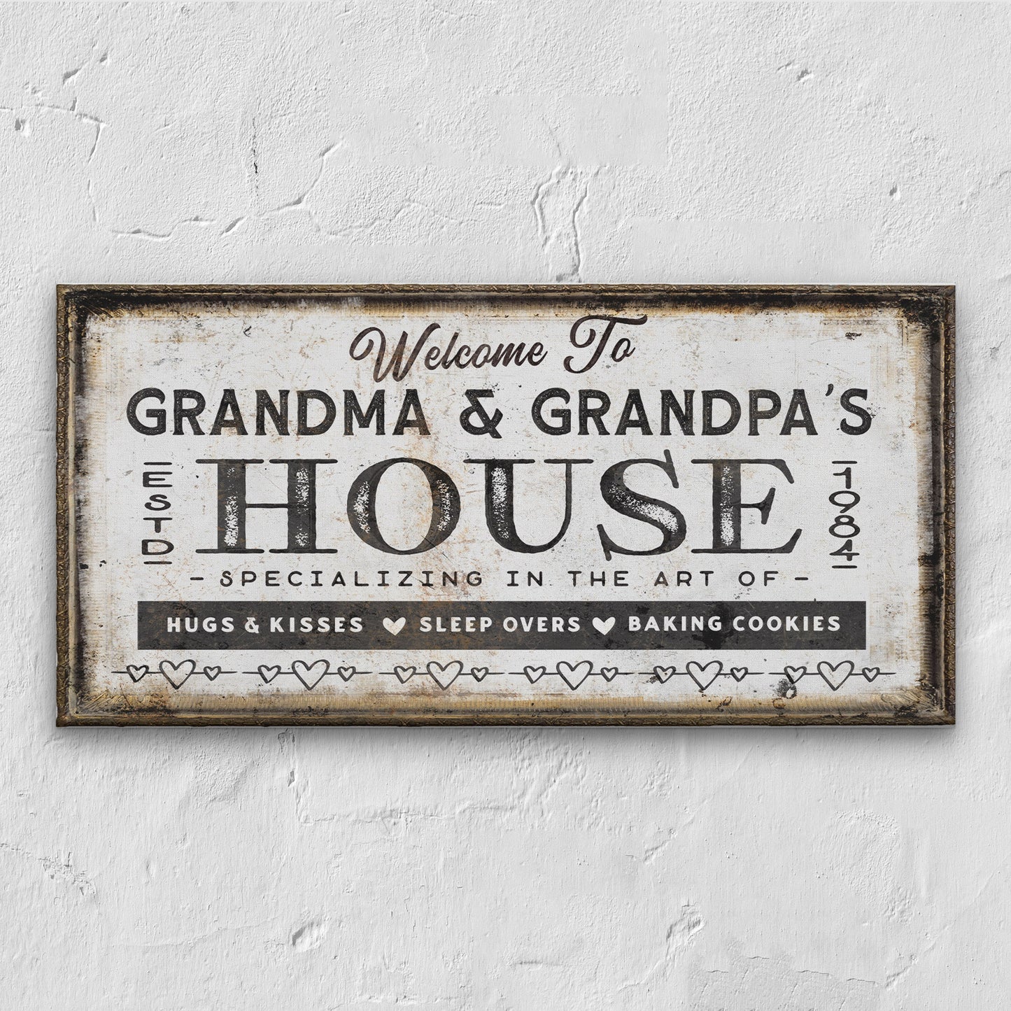 Grandma & Grandpas House Canvas Sign | Personalizable Grandparent Gift