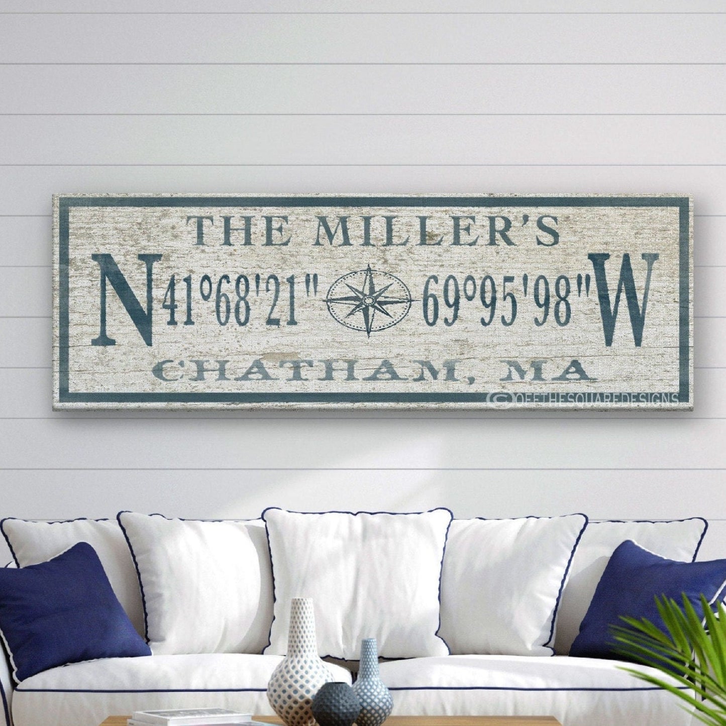 Personalized Coordinates Family Name Canvas Sign