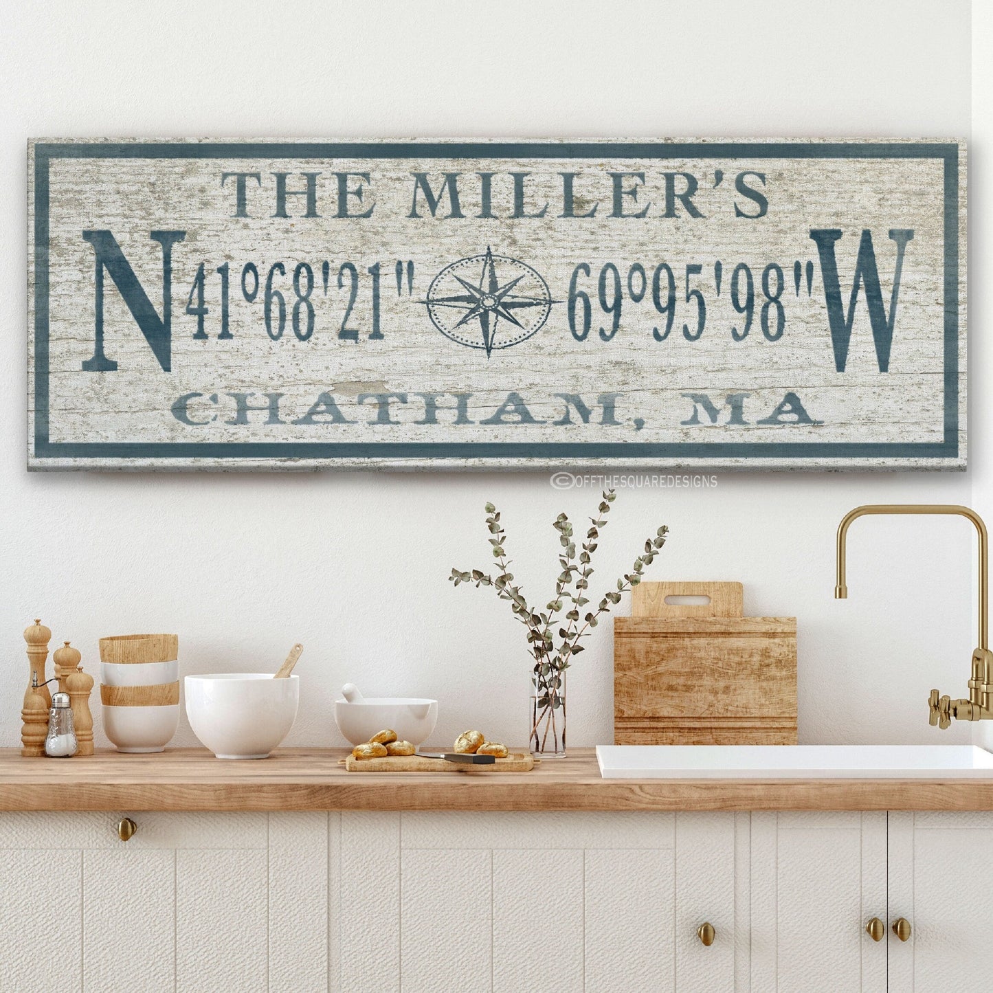 Personalized Coordinates Family Name Canvas Sign