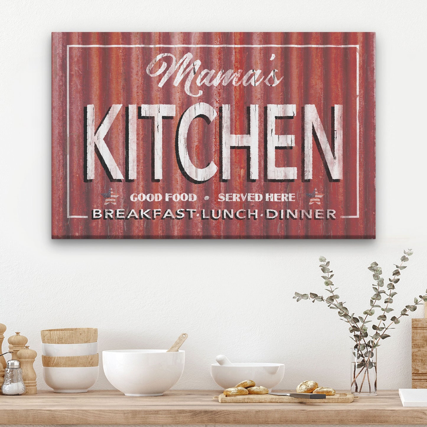 Personalized Tin Kitchen Signs Vintage Rustic Metal Look Canvas Wall Decor Last Name Established Antique Farmhouse Art Country Kitchen Gift