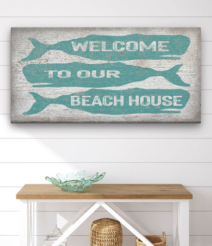 Beach House Signs Personalized Beach House Sign Beach Welcome Sign Coastal Wall Art Beach Decor Whale Sign Nautical Wall Decor Coastal Art